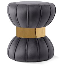 Vino Grey Velvet Ottoman/Stool