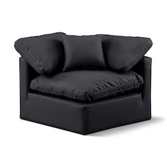 Indulge Black Vegan Leather Corner Chair