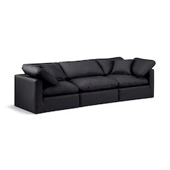 Indulge Black Vegan Leather Modular Sofa