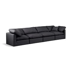 Indulge Black Vegan Leather Modular Sofa