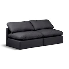 Indulge Black Vegan Leather Modular Sofa