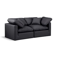 Indulge Black Vegan Leather Modular Sofa