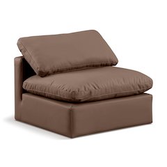 Indulge Brown Vegan Leather Armless Chair