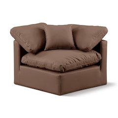 Indulge Brown Vegan Leather Corner Chair