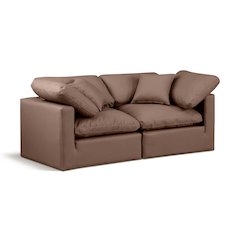 Indulge Brown Vegan Leather Modular Sofa