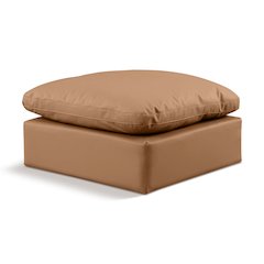 Indulge Cognac Vegan Leather Ottoman
