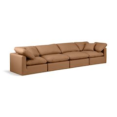 Indulge Cognac Vegan Leather Modular Sofa