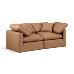 Indulge Cognac Vegan Leather Modular Sofa