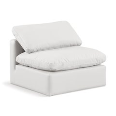 Indulge Cream Vegan Leather Armless Chair