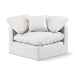 Indulge Cream Vegan Leather Corner Chair