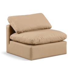 Indulge Tan Vegan Leather Armless Chair