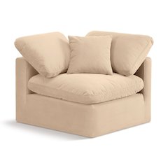 Indulge Beige Velvet Corner Chair