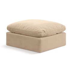 Indulge Beige Velvet Ottoman