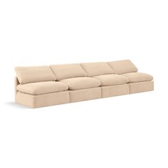 Indulge Beige Velvet Modular Sofa