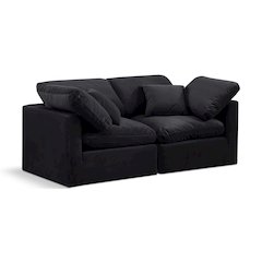 Indulge Black Velvet Modular Sofa