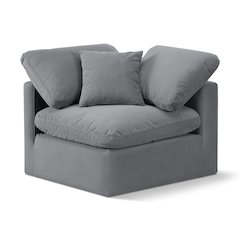 Indulge Grey Velvet Corner Chair