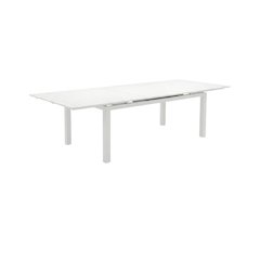 Contemporary White Outdoor Dining Table For Patio With Adjustable Width