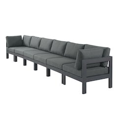 Gray Fabric Outdoor Modular Sofa With Contemporary Design And Cushioned Seating