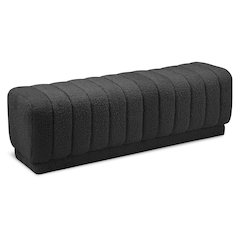 Heathrow Black Boucle Fabric Ottoman/Bench