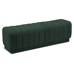 Heathrow Green Boucle Fabric Ottoman/Bench