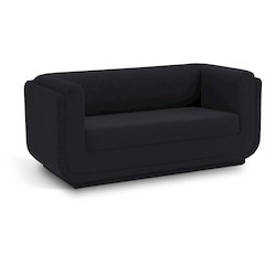 Kimora Black Linen Textured Fabric Loveseat