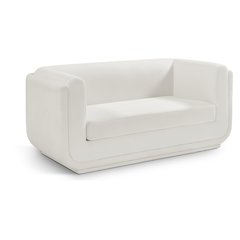 Kimora Cream Linen Textured Fabric Loveseat