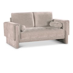 Madeline Beige Chenille Fabric Loveseat