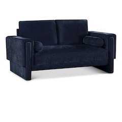 Madeline Navy Chenille Fabric Loveseat