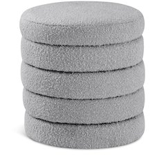 Aphia Grey Boucle Fabric Ottoman/Stool