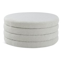 Aphia Cream Boucle Fabric Ottoman/Coffee Table