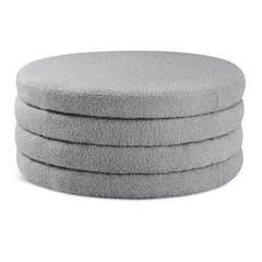 Aphia Grey Boucle Fabric Ottoman/Coffee Table