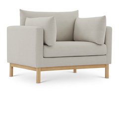 Langham Beige Linen Textured Fabric Chair