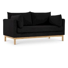 Langham Black Linen Textured Fabric Loveseat