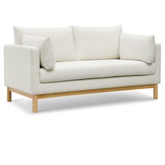 Langham Cream Linen Textured Fabric Loveseat