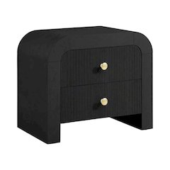 Contemporary Black Nightstand with Sleek Finish and Compact Design