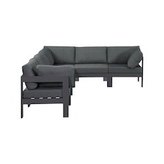 Gray Fabric Outdoor Modular Sectional With Contemporary Style