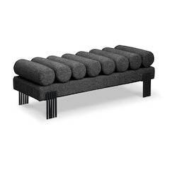 Akeela Black Linen Textured Fabric Bench