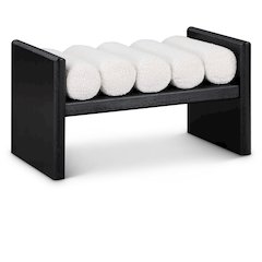 Waverly Cream Boucle Fabric Bench