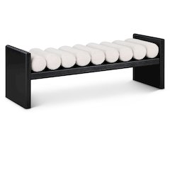 Waverly Cream Boucle Fabric Bench