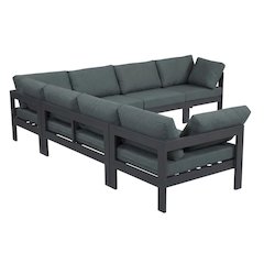 Gray Fabric Outdoor Patio Modular Sectional With Contemporary Design
