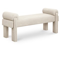 Stefano Beige Polyester Fabric Bench