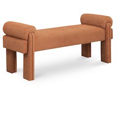 Stefano Cognac Polyester Fabric Bench