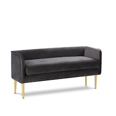 Audrey Grey Velvet Bench