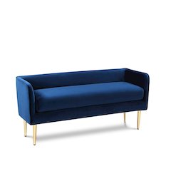 Audrey Navy Velvet Bench