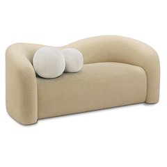 Kali Beige Faux Shearling Teddy Fabric Loveseat