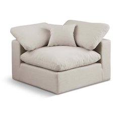Comfy Beige Linen Textured Fabric Modular Corner Chair