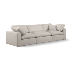 Comfy Beige Linen Textured Fabric Modular Sofa
