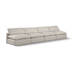 Comfy Beige Linen Textured Fabric Modular Sofa