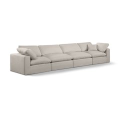 Comfy Beige Linen Textured Fabric Modular Sofa