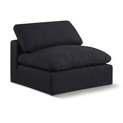Comfy Black Linen Textured Fabric Modular Armless Chair